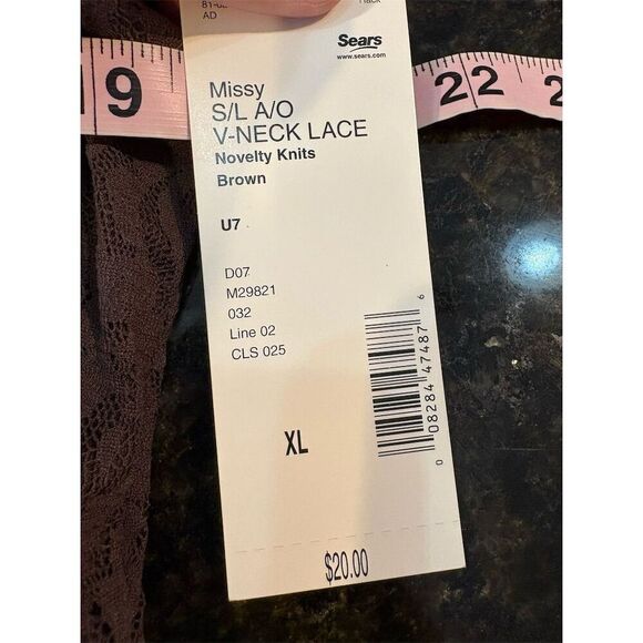 Covington Women's XL Brown Lace Sleeveless V-Neck Blouse Ruffle Accent - Picture 8 of 9